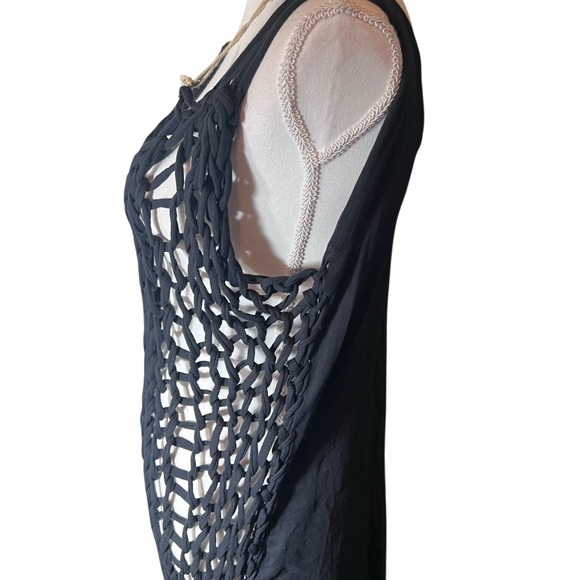All Saints Strummer Dress Ebony‎ Open Knit Crochet Sleeveless Unlined Med/Lg NWT - Picture 2 of 16